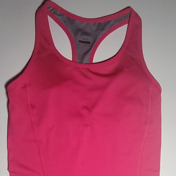 Nike Dri - Fit Womens Athletic Exercise Pink Tank Top with Liner Size Medium - Picture 1 of 14